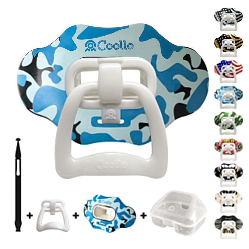 Football Mouth Guard Lip Guard 2-in-1 Transformer Pacifier Football Sports Lip Protector for Adults & Youth USA Flag & Fangs Mouthpiece (Case Included) Camo-blue