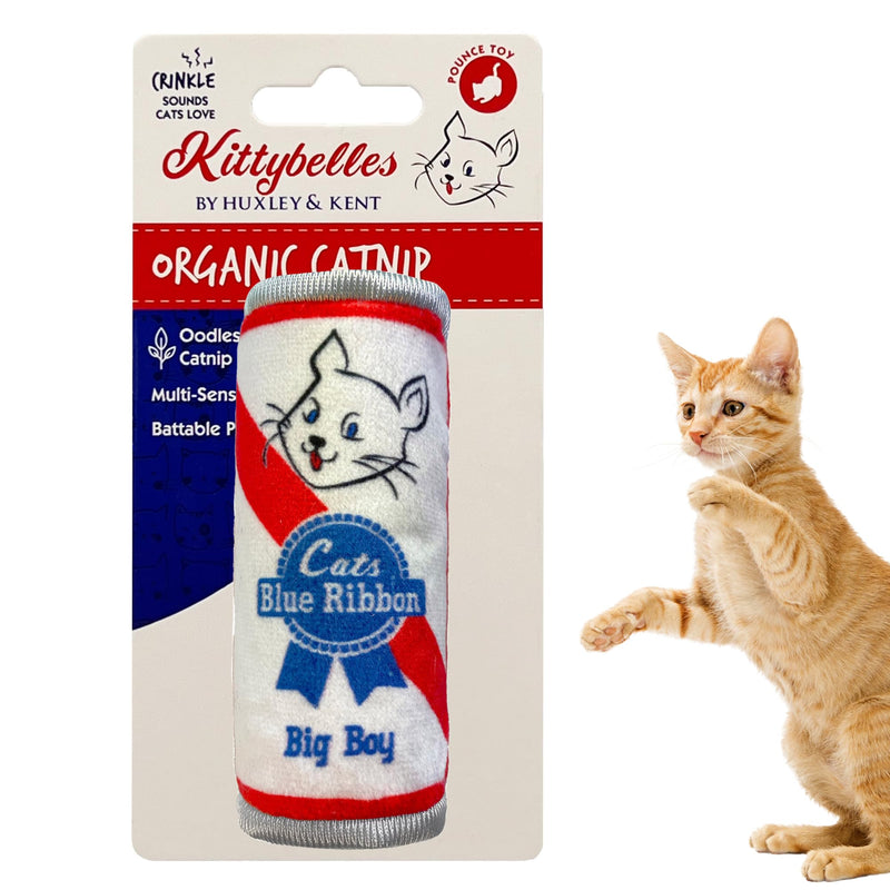 Huxley & Ket Plush Cat Toy | Cats Blue Ribbon | Nappy Hour Strong Catnip Filled Cat Toy | Plush Interactive Kitten and Cat Toy with Catnip and Crinkle | Kittybelles - BeesActive Australia