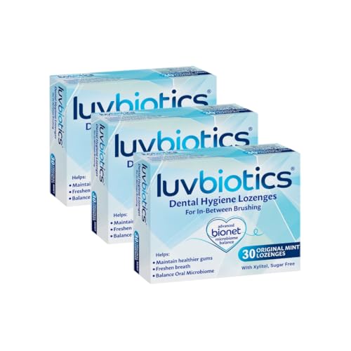Luv Biotics Oral probiotic Original Mint Lozenges- Freshen Breath, Dry Mouth Relief & Promote Healthy Oral Microbiome - (3 Packs of 30s) 90 Count (Pack of 3)