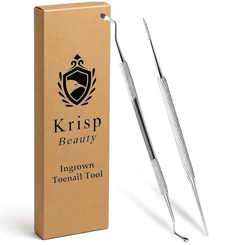 Ingrown Toenail Removal Kit - Under Nail Cleaner Tool Double Ended Nail Lifter & Nail File Cleaning Scooper Curette Tools Trimmer Medical Grade Stainless Steel Manicure Pedicure Nail Care Set by Krisp