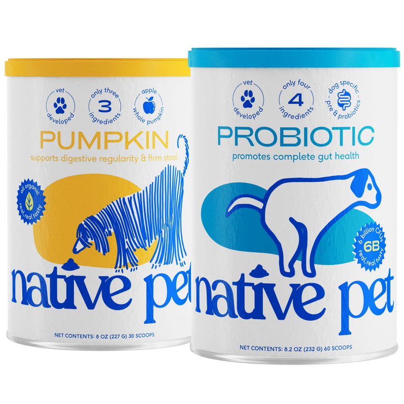 Native Pet Belly Bundle | Pumpkin for Dogs (8oz) + Probiotic Powder for Dogs (8 oz) | All-Natural Remedy for Dog Diarrhea + Dog Upset Stomach + Dog Gas Relief | Natural Relief for Upset Stomach! - PawsPlanet Australia