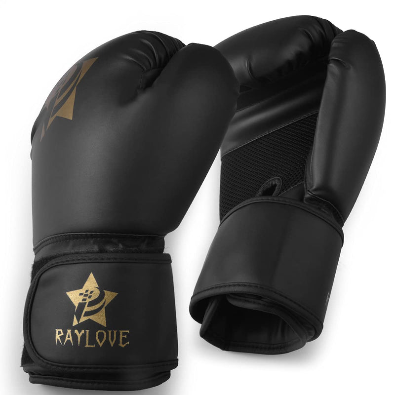 Boxing Gloves for Men & Women, Kickboxing Bagwork Training Gloves, Muay Thai Style Punching Bag Mitts, Fight Gloves(Black, 10 Oz.) black