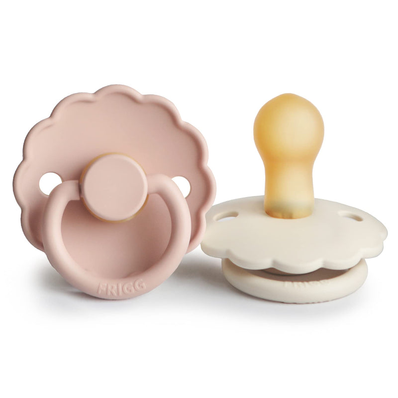 FRIGG Daisy Natural Rubber Baby Pacifier | Made in Denmark | BPA-Free (Blush/Cream, 0-6 Months) 2-Pack 1 Count (Pack of 2) Blush/Cream - BeesActive Australia
