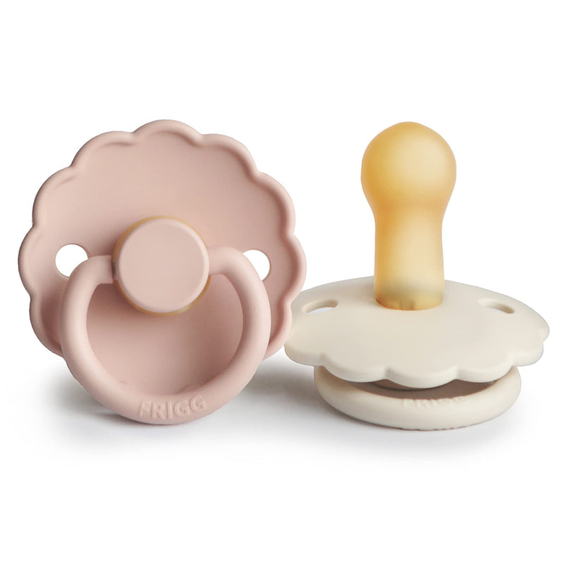 FRIGG Daisy Natural Rubber Baby Pacifier | Made in Denmark | BPA-Free (Blush/Cream, 6-18 Months) 2-Pack - BeesActive Australia