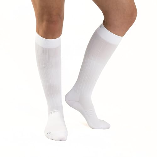Medical Grade Compression Socks for Men & Women 15-20 mmHg by OrthoSleeve (White, Medium) White