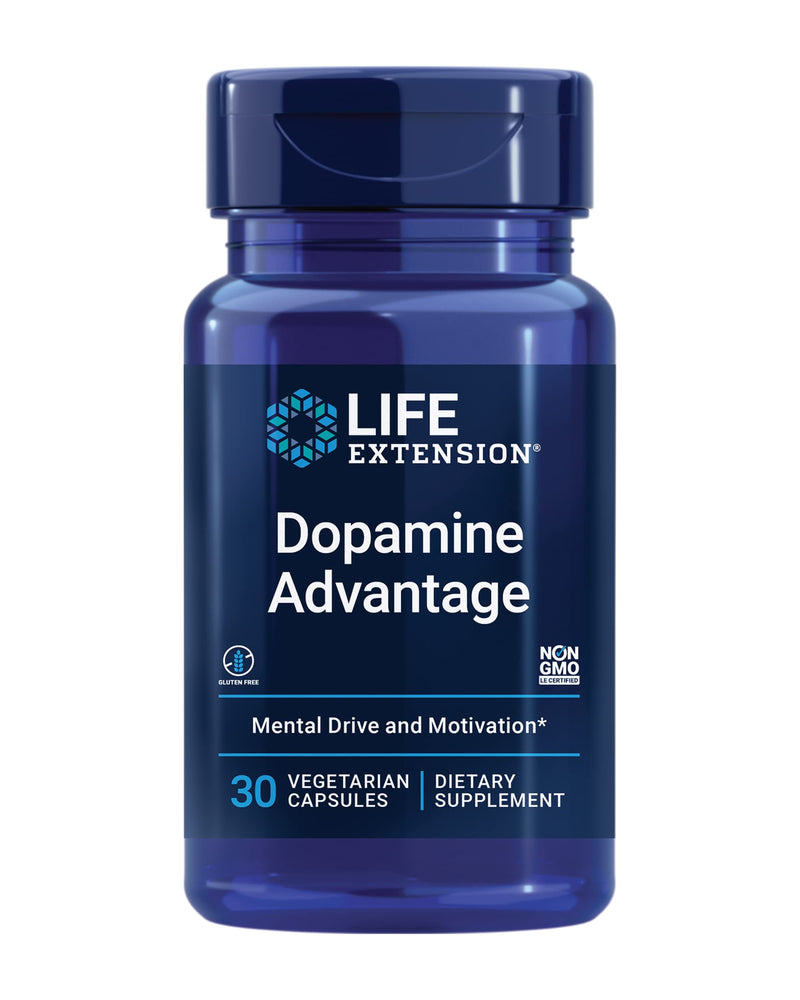 Life Extension Dopamine Advantage, Cognitive Health, Mental Sharpness, Motivation, Vitamin B12, phellodendron bark Powder, Gluten Free, Non-GMO, Vegetarian, 30 Capsules 30 Count (Pack of 1)