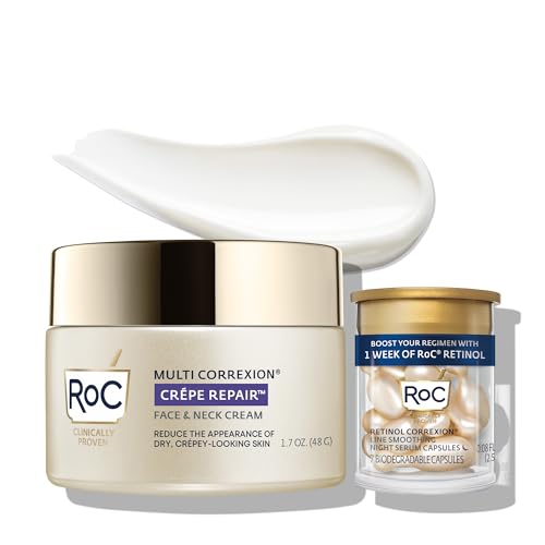 RoC Crepe Repair Face & Neck Firming Cream 1.7oz, Retinol + Hyaluronic Acid 1.7 Fl Oz (Pack of 1)