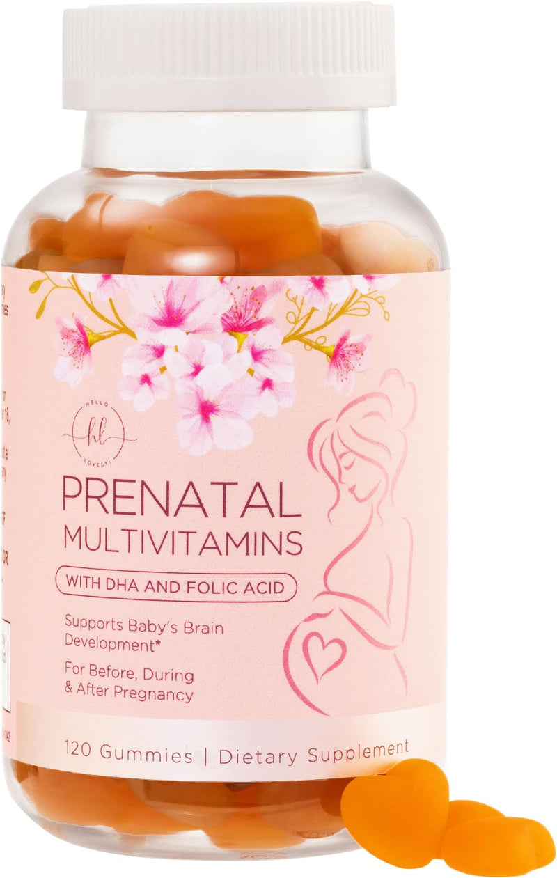 Prenatal Vitamins for Women – Complete Pregnancy Multivitamin - Folic Acid, Omega 3 DHA, Choline, Vitamin D – Essential Support for Mom's & Baby Brain Development - Tasty Orange Flavor - 120 Gummies 120 Count (Pack of 1)