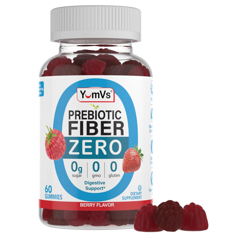 YumVs Sugar Free Fiber Gummies for Adults – 4g Prebiotic Fiber Supplement Gummies for Gut & Digestive Health – Keto Friendly, Vegan, Gluten Free, Non-GMO – Great Tasting Berry Flavor – 60 Count 60 Count (Pack of 1)