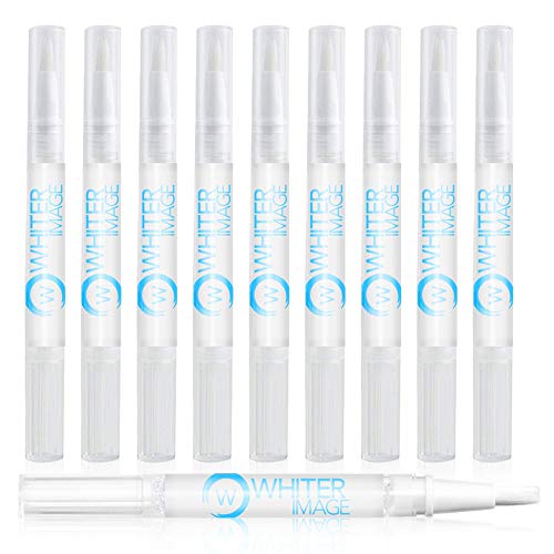 Whiter Image Mini Togo Teeth Whitening Pen 10 Pack, Erases Teeth Stains and Strengthens Enamel, Restorative Serum Gel That Reverses Enamel Damage from Bleaching On The Go for Up to 150 Applications Whitening Pens 10-Pack