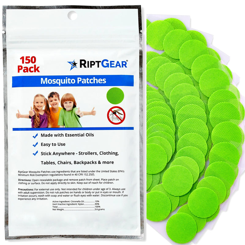 RiptGear Mosquito Patches - 150 Pack of Mosquito Stickers for Kids and Adults, Natural Mosquito Sticker, Citronella Patch Sticks to Any Surface - DEET Free - BeesActive Australia