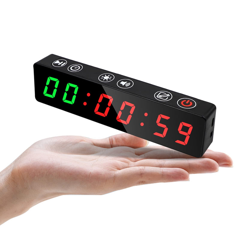 Gym Timer, Portable, Interval Timer with Rechargeable Battery and Built-in Magnet, LED Digital Anti Vertigo Display, Upgraded Workout Clock for Home Gym Garage Fitness Black - BeesActive Australia