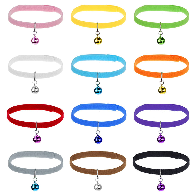 jiebor 24Pcs Tiny Kitten Collar Puppy Whelping Collars with 24Pcs Bell for Small Newborn Puppies Kitten Cat Dog - BeesActive Australia