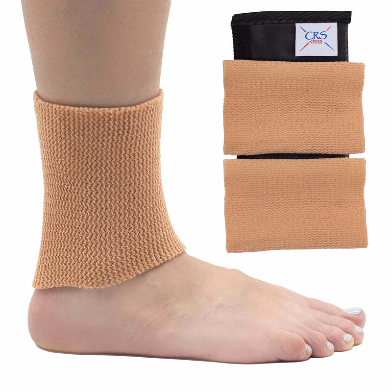 CRS Cross Ankle Gel Sleeves - Padded Skate Socks. Ankle, Foot and Lower Leg Cushion and Protection for Figure Skating, Ice Hockey, Roller or Inline Skating, Riding, Ski or Equestrian Tall Boots. Two (2) Tan Ankle Gel Sleeves 2 Ankle Gel Sleeves - BeesActive Australia