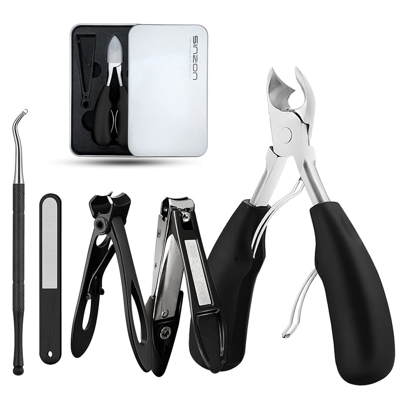 Thick Toenail Clippers, Podiatrist Toe Nail Clippers for Ingrown & Thick & Men & Seniors Toenail and Nail Surgical Grade Stainless Steel Toenail Trimmer Nipper (Grey) Black