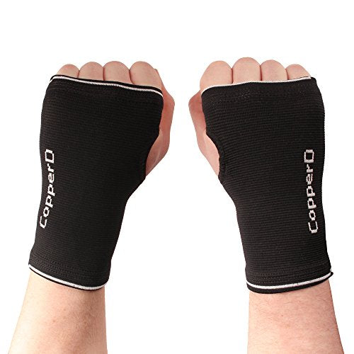 BambooMN Copper Compression Wrist Sleeve - Black/Grey - Small/Medium - 2 Pairs Black Grey Small - Medium (2 Pairs)