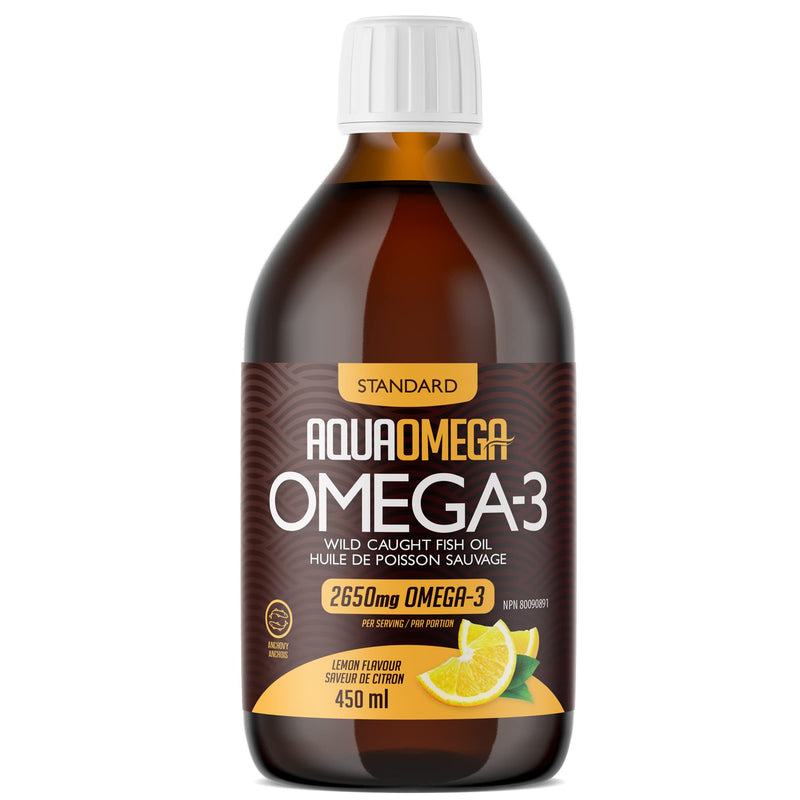 AquaOmega 3X Extra Strength EPA Omega-3 Fish Oil Liquid with EPA, DHA and Vitamin D - Wild Caught Fish Oil Omega 3 Supplements - 2980mg of Burpless Formula - 15.22 Fl Oz Lemon 15.22 Fl Oz (Pack of 1)