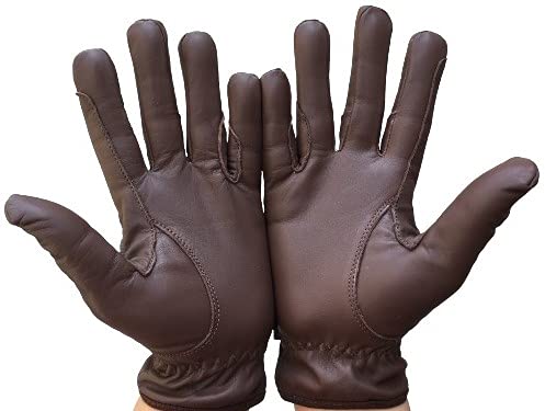 Horse Riding Men's Gloves All Leather 100% Real Leather TAN, Dark Brown & Black Premium Quality Gents Equestrian Gloves Large - BeesActive Australia