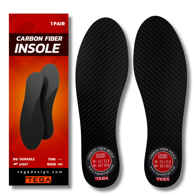 TEGA Carbon Fiber Insole (1 Pair) - for Turf Toe, Foot Fractures, Hallux Rigidus and Limitus - Rigid Shoe Insert for Sports, Hiking, Trekking, Basketball, Running - Alternative to Post Op Shoe Women's 14 - Men's 13
