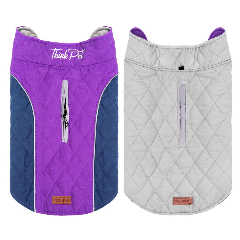 ThinkPet Dog Cold Weather Coats - Cozy Waterproof Windproof Reversible Winter Dog Jacket, Thick Padded Warm Coat Reflective Vest Clothes for Puppy Small Medium Large Dogs M(Chest 18¾-20", Back 12" ) Purple - BeesActive Australia