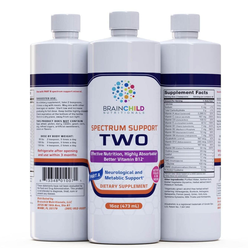 BrainChild Nutritionals Spectrum Support II P5P Vitamins Liquid Supplement for Autism - Bioavailable B6 (P-5-P) with Herbs for Kids & Adults on the Spectrum, Gluten-Free - Unflavored 16oz 16 Fl Oz (Pack of 1)