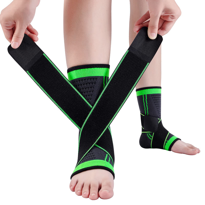 Ankle Support Braces (1Pair), Breathable Ankle Compression Sleeves with Adjustable Wrap,Elastic Ankle Brace Stabilizer for Plantar Fasciitis,Achilles Tendonitis,Sprained Ankle Pain Swelling Relief 2