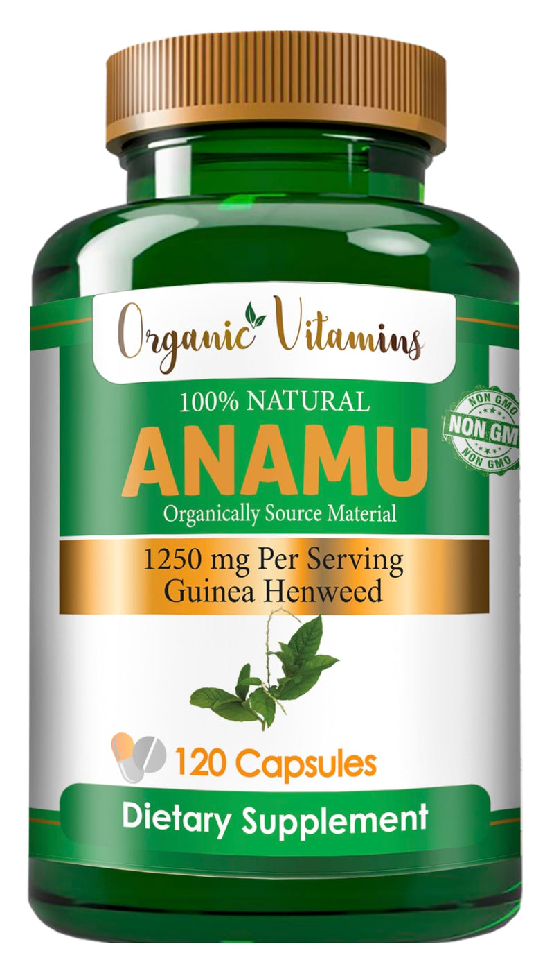 Organic Vitamins Anamu 1250mg 100% Organically Grown 120 Capsules Petiveria Allicea 120 Count (Pack of 1)