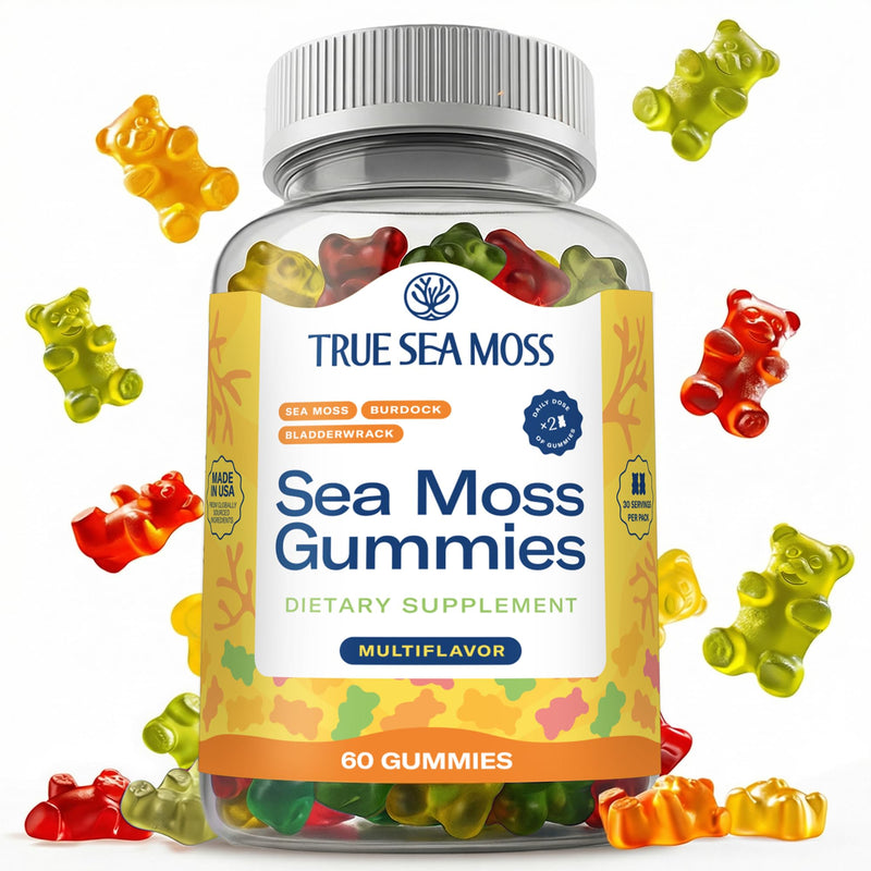 TrueSeaMoss Irish Sea Moss Gummies with Burdock Root & Bladderwrack – Formula for Adults & Kids – 60 Gummies (Packaging May Vary) 60 Count (Pack of 1)