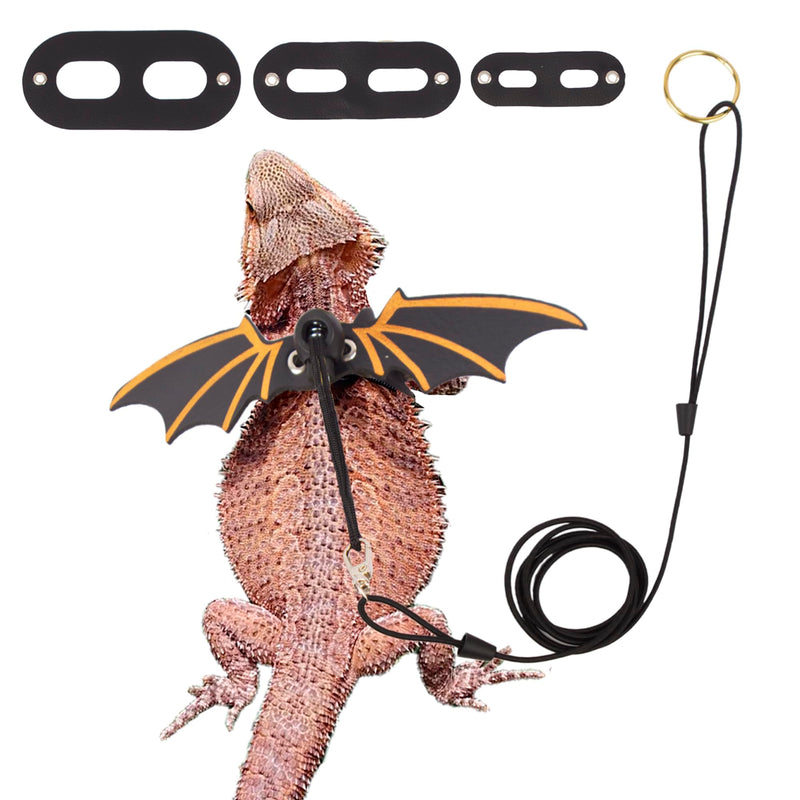 ADOGGYGO Bearded Dragon Leash Harness, 3 Size Pack Black Leather Wing Lizard Harness with Removable Lizard Leash for Bearded Dragon Lizard Reptiles (Black) - BeesActive Australia