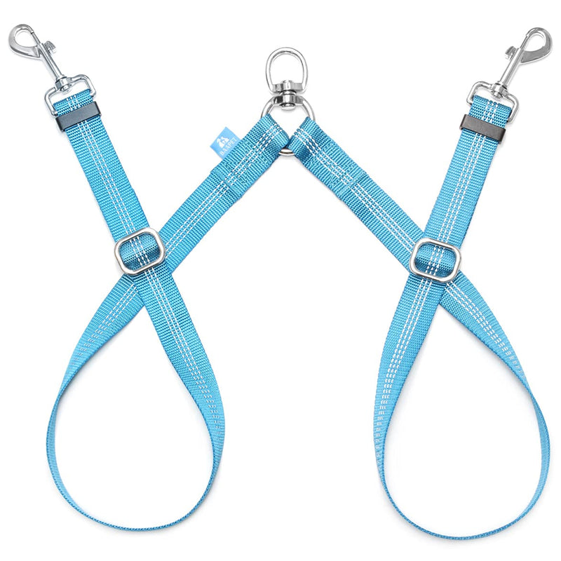 BAAPET Double Dog Leash Splitter, Tangle Free Dual Dog Leash Coupler, Two Dog Walking and Training Extension for Small Medium or Large Dogs (1.0'' x 20~32 Inch, Blue) 2 Splitter (1.0'' x 20-32'') - BeesActive Australia