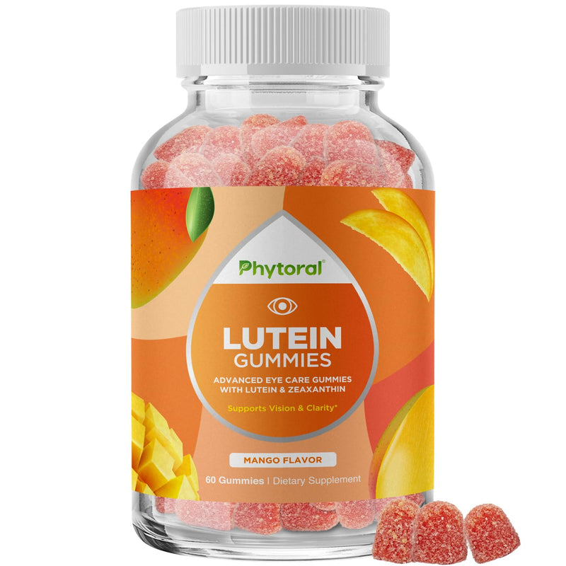 Phytoral Lutein Gummies for Eye Health and Blue Light Protection - 60 Count | Mango eye vitamins for blue light protection, dryness, strain support & visual sharpness