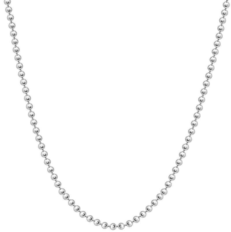 Savlano 925 Sterling Silver Italian 2.3mm Solid Bead Ball Dog Tag Chain Necklace Comes With Gift Box for Women & Men - Made in Italy 28.0 Inches - BeesActive Australia