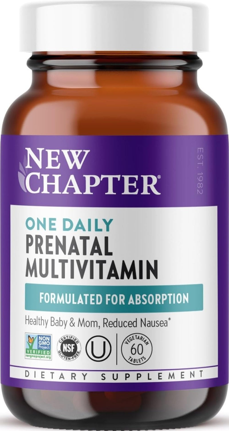 New Chapter One Daily Prenatal Multivitamin, 60 Count | With Methylfolate and Choline for Healthy Mom and Baby, Gluten-Free and Non-GMO Prenatal Vitamin Daily Formula 60 Count (Pack of 1)