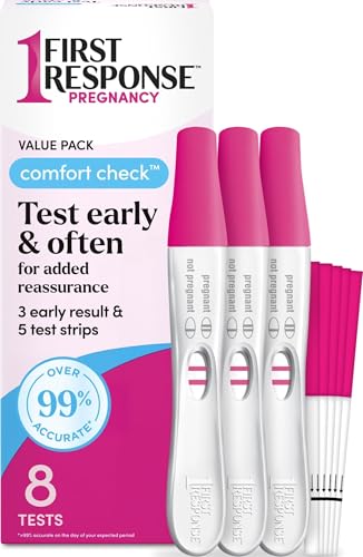 FIRST RESPONSE Comfort Check Pregnancy Test, 8 Count, Pink & White 8 Count (Pack of 1)