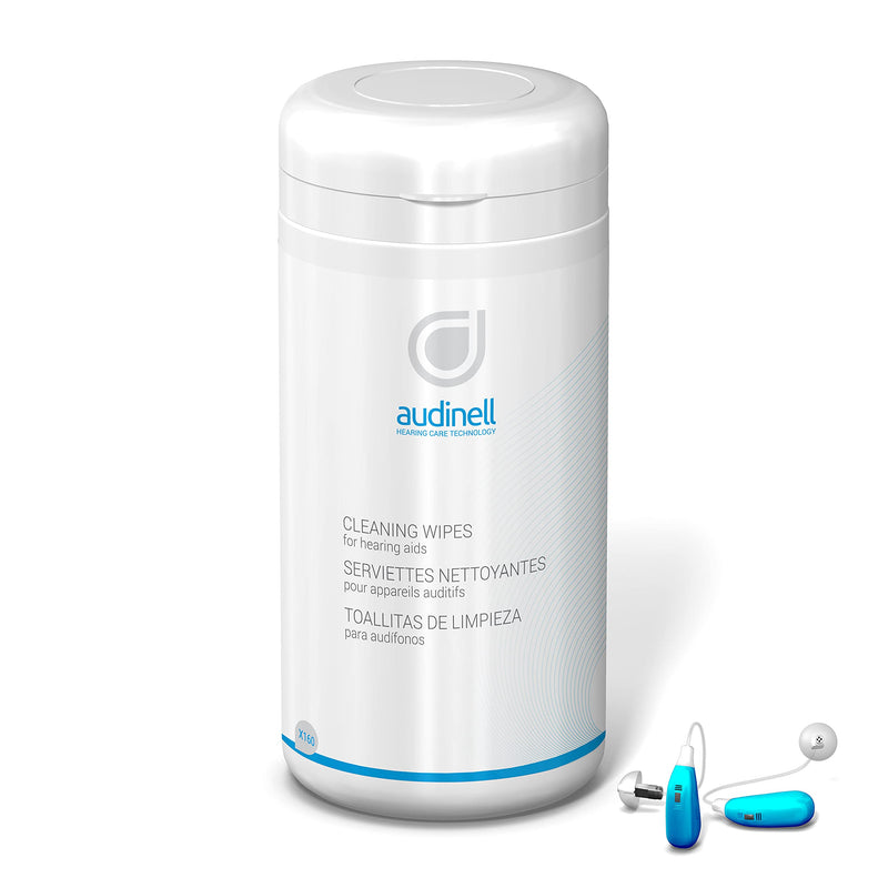 Audinell Cleaning Wipes | 160 Wipe Canister | Alcohol-Free | Dissolves, Cleans, Removes Earwax & Dirt from Hearing Aids, Earmold, Airpods, Earbuds, Earplugs, In-Ear Monitors, Hearing Protection Device