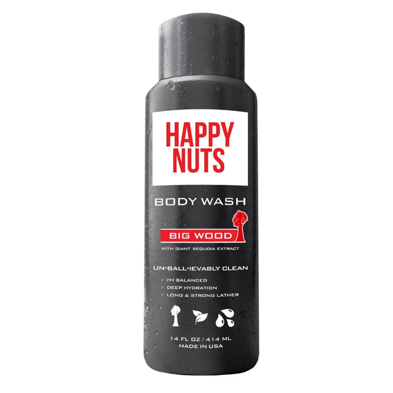 HAPPY NUTS Big Wood Body and Nut Wash - Moisturizing Men's Shower Gel, Natural Bodywash with Deep Cleanse for Sensitive Skin - Men's Body Soap 14 Fl Oz (Pack of 1) - BeesActive Australia