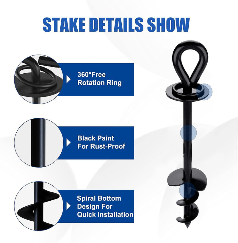 Dog Tie Out Cable and Stake,360° Swivel Dog Yard Stake and Leash - Heavy Duty 304 Stainless Steel Dog Anchor-Holds 1 Large Dogs Over 150LBS Easily-Dog Chain for Yard Outdoor Camping - BeesActive Australia