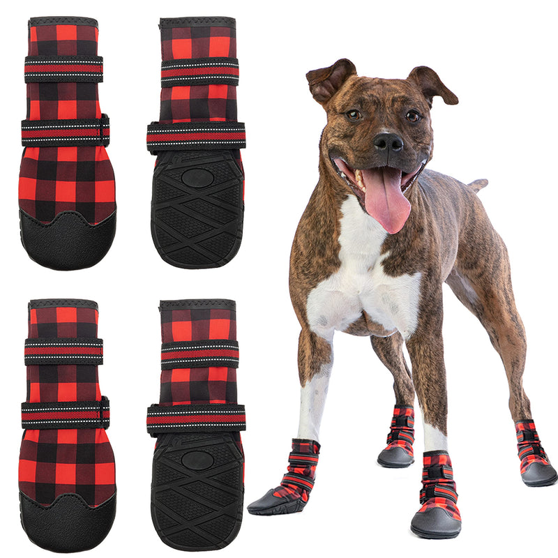FLYSTAR Dog Shoes for Medium Large Dogs, Waterproof Anti-Slip Rain/Snow Winter Warm Outdoor Dog Boots, Adjustable Reflective Rubber Sole Paw Protector Dog Shoes for Running Hiking Walking,etc. #8 ( paw width : 2.3" -3.1") - BeesActive Australia