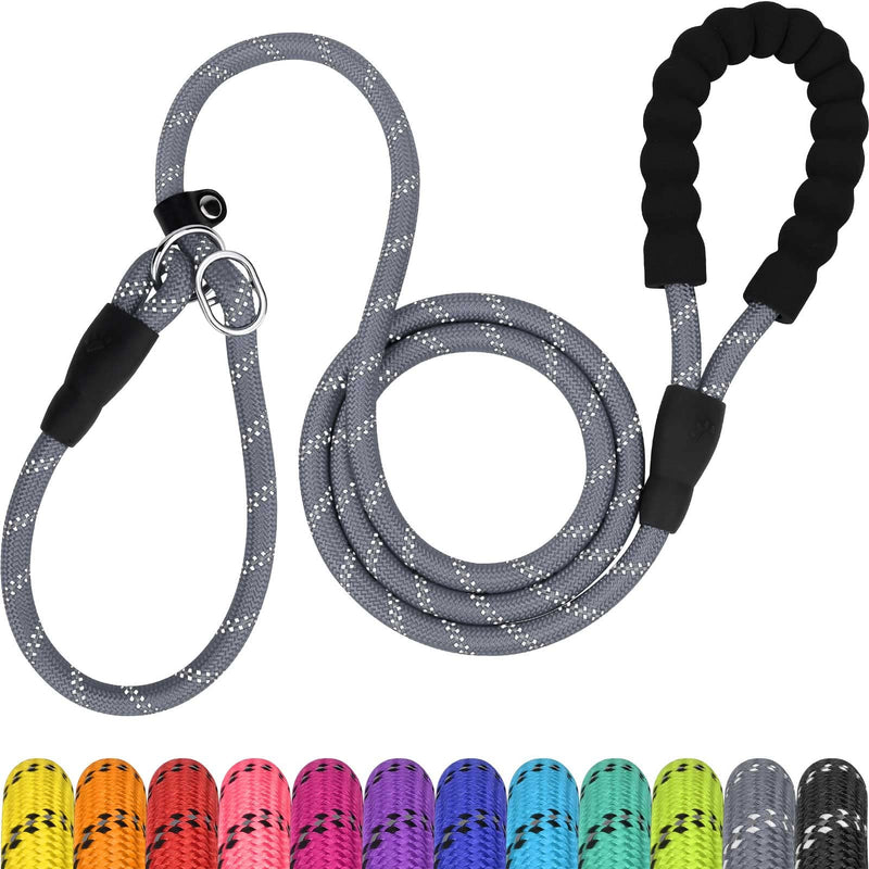 TagME Slip Leads for Dogs, 6 FT Heavy Duty Dog Leash with Padded Handle, Strong Rope No Pull Pet Training Leash for Medium Dogs,Gray M-3/8"x6'(50-110lbs) Gray - BeesActive Australia