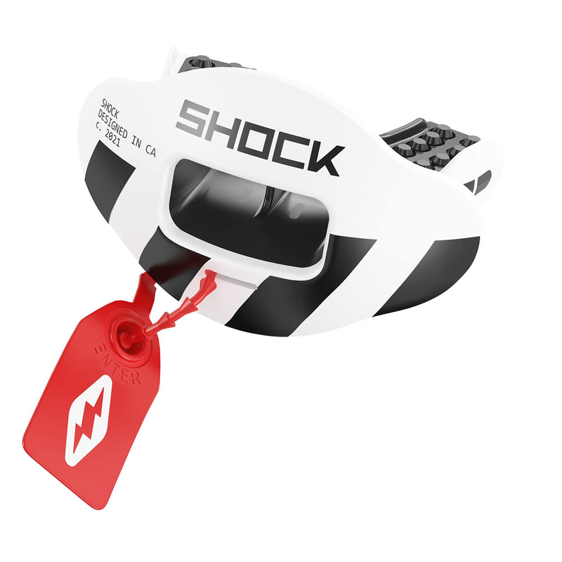 Shock Doctor Lip Guard, Adult and Youth Mouth Guard Football with Strap, Breathable Wide Opening Football Mouthpiece for Youth and Adults OSFA, Shock Doctor Mouth Guards, Max Airflow Stripes