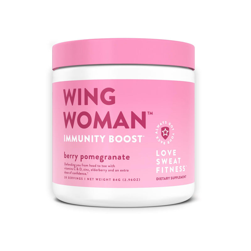 Love Sweat Fitness Immunity Support Supplement for Women | Vitamin C, Elderberry & Antioxidant Powder | Immune System Defense | Wing Woman Berry Pomegranate | Vegan, Non-GMO | 28 Servings