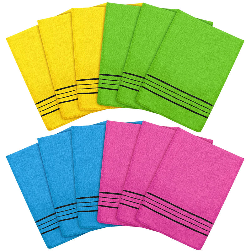 Tatuo 12 Pieces Korean Exfoliating Mitt Glove Italy Towel Body Skin Scrubber Exfoliating Scrubber for Remove Dead Skin Washcloth Korean(Small,Yellow, Green, Blue, Pink) Yellow, Green, Blue, Pink 12 Count (Pack of 1) - BeesActive Australia