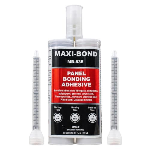 Maxi-Bond Panel Bonding Adhesive MB-835 – Two-Part Epoxy Adhesive, Non-Sag, High Strength for Metal, Fiberglass, Plastic & Composite Panels – Includes Mixing Nozzles, 200 mL (6.75 oz) MB835 200 mL (6.75 oz)