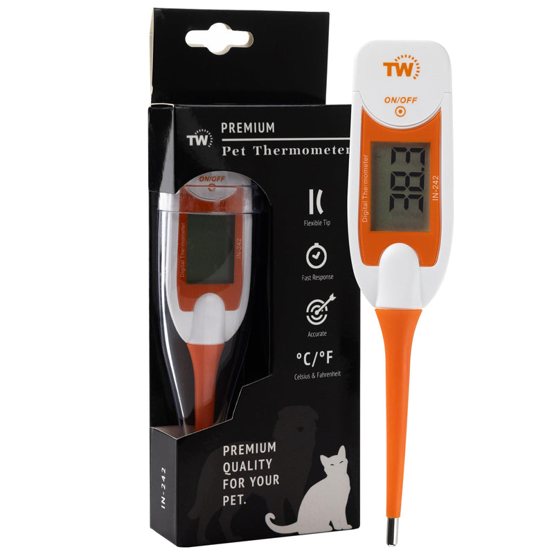 Premium Pet Thermometer for Dogs and Cats Animal Owners of Dog Puppy Cat Horse Equine Flexible Digital Rectal Temperature Dog Thermometer Probe with Vets Veterinary Hobdays Chart - BeesActive Australia