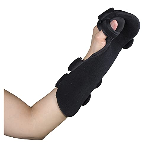 OTC Soft Resting Hand Splint, Night Immobilizer for Wrist, Fingers and Thumb, Stroke Hand, Black, Large/X-Large Large - X-Large Left Hand