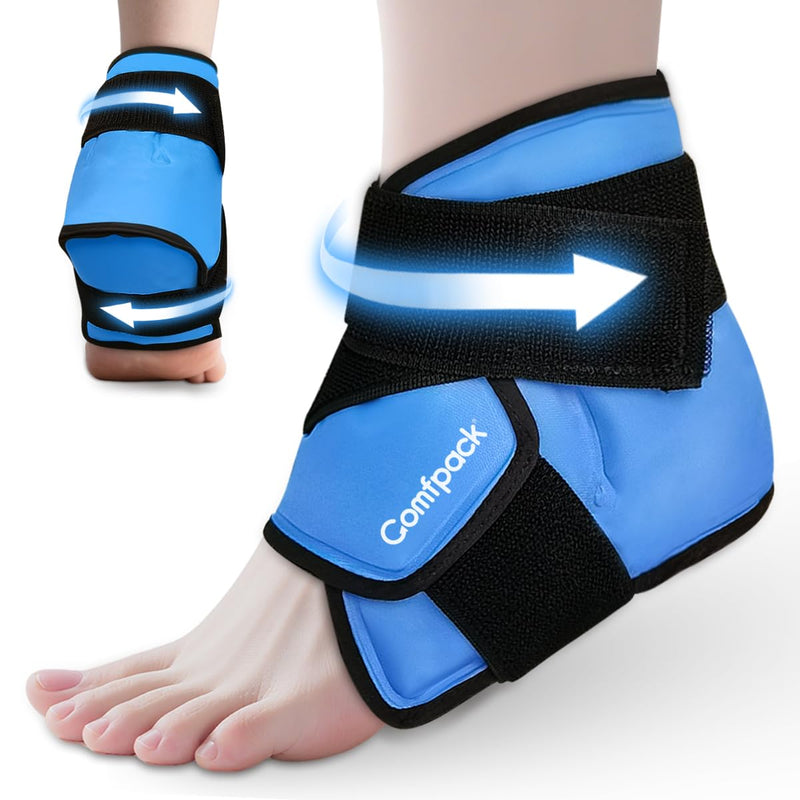 Comfpack Heel Ice Pack Wrap for Plantar Fasciitis Relief, Ankle Ice Pack Wrap for Swelling, FSA Eligible, Reusable Gel Cold Pack for Foot Pain Relief, Achilles Tendonitis, Ankle Sprain, Heel Pain Blue - BeesActive Australia