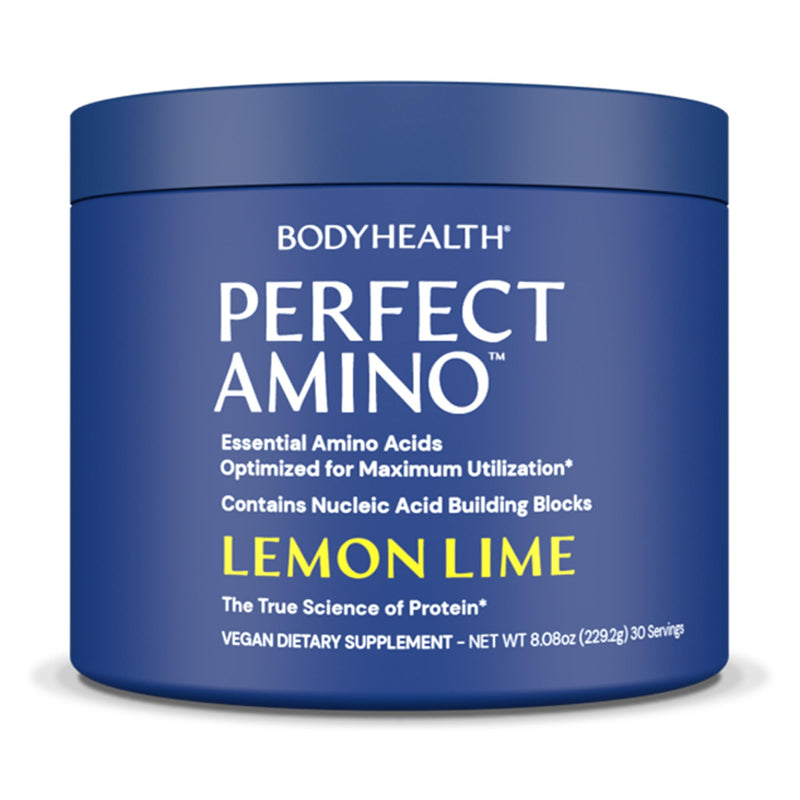 BodyHealth PerfectAmino Powder - BCAA and EAA Powder for Pre and Post Workout - Amino Acid Energy Drink for Men and Women to Support Lean Muscle and Recovery - Lemon Lime - 30 Servings 8.5 Ounce (Pack of 1)