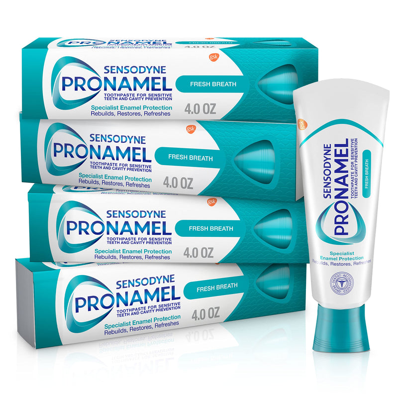 Sensodyne Pronamel Fresh Breath Enamel Toothpaste for Sensitive Teeth and Cavity Protection, Sensitivity Protection, Fresh Wave - 4 Ounces x 4 - BeesActive Australia
