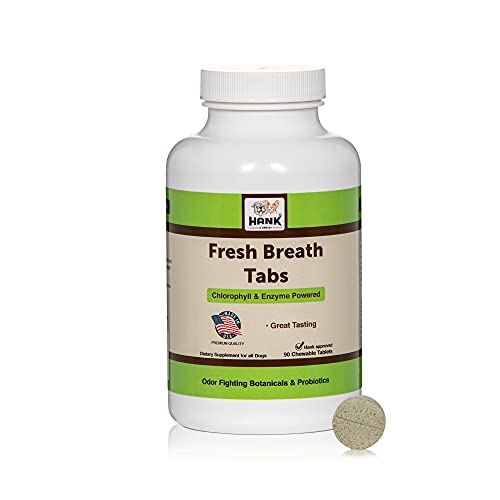 Fresh Breath TABS- chewable Breath Mints for Dogs. Triple-Action Oral Hygiene Harnesses the Power of Chlorophyll to Fight Bad Breath and Stomach Distress. Made in USA, 90 Count
