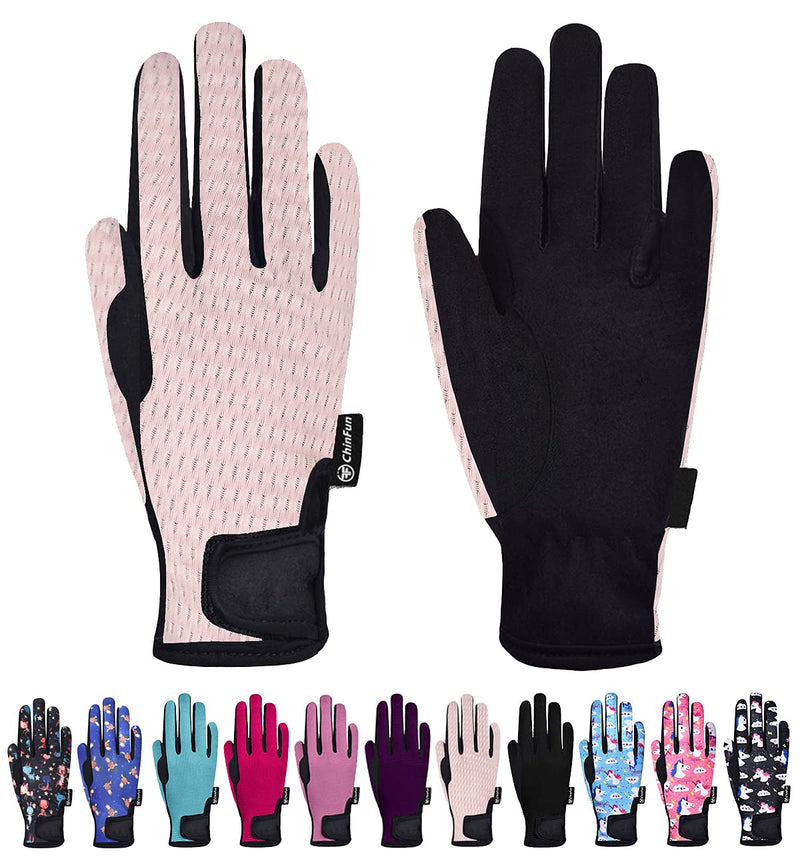 ChinFun Kids Horse Riding Gloves Boys & Girls Equestrian Horseback Gloves Children Youth Outdoor Mitts Perfect for Biking Cycling Gardening Mesh-Pink S (Age 6-8) - BeesActive Australia